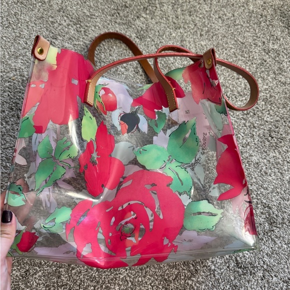 Vintage Dooney and Bourke Floral Clear Tote Bag with Tan Handles - Picture 1 of 6